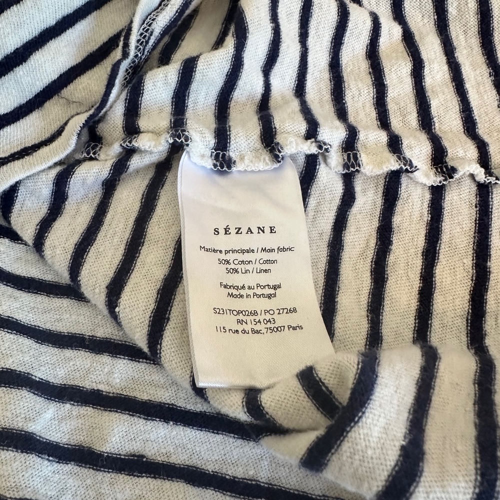 Sezane John Top in Ecru and Navy - Size Large - Picture 10 of 10